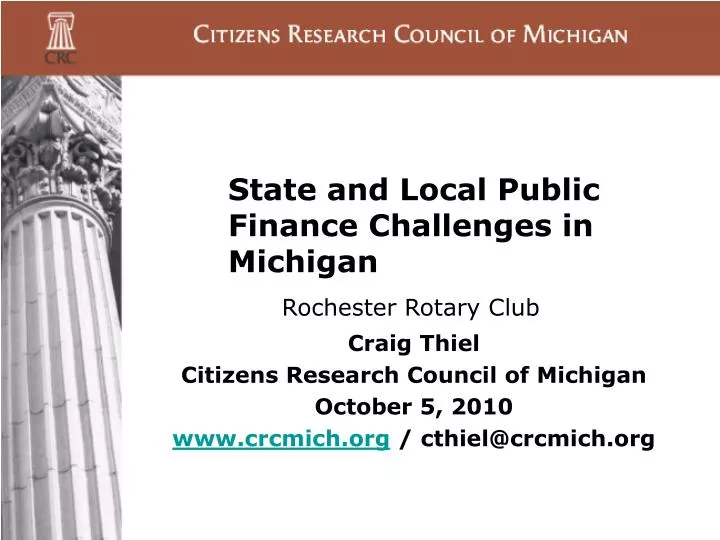 state and local public finance challenges in michigan