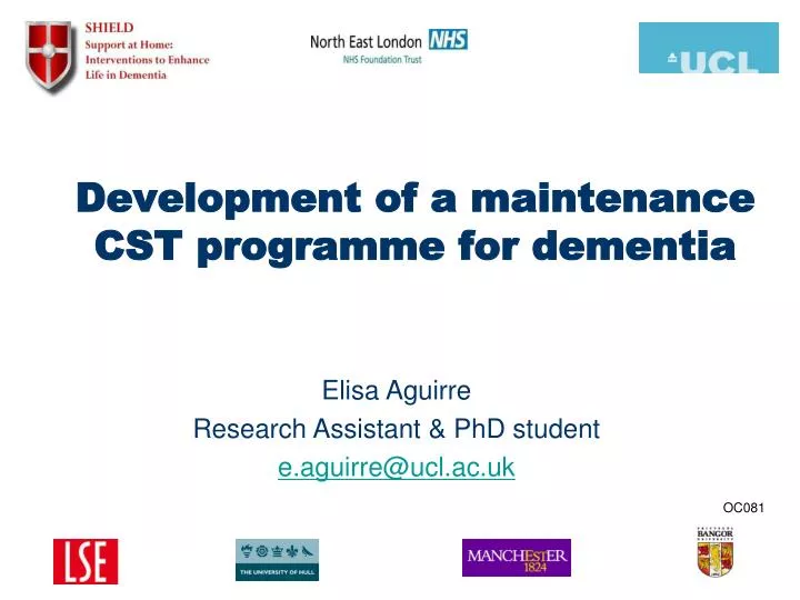 development of a maintenance cst programme for dementia