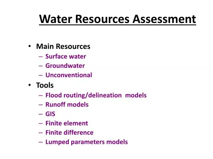 water resources assessment