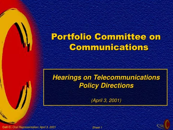 portfolio committee on communications hearings on telecommunications policy directions april 3 2001