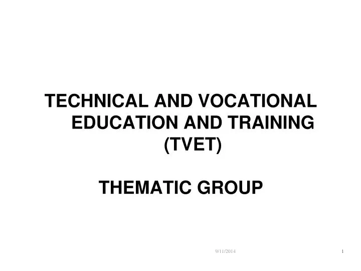 technical and vocational education and training tvet thematic group