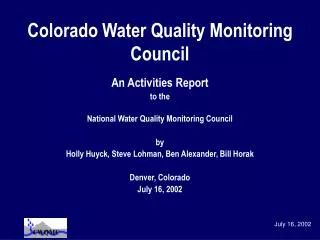 Colorado Water Quality Monitoring Council