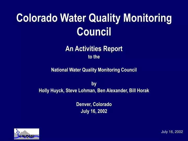 colorado water quality monitoring council