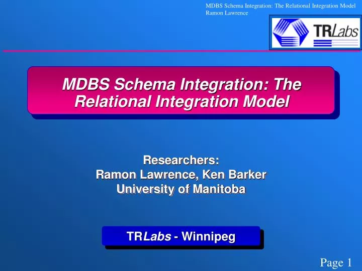 mdbs schema integration the relational integration model