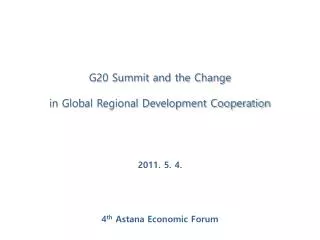 G20 Summit and the Change in Global Regional Development Cooperation