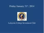 Lafayette College Investment Club Meeting Agenda - slide 1
