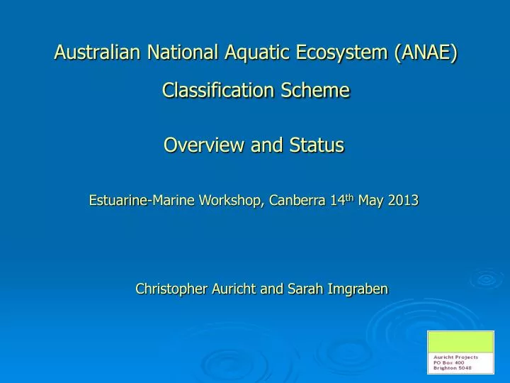 australian national aquatic ecosystem anae classification scheme