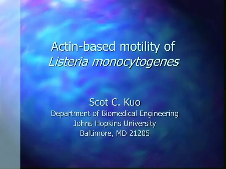actin based motility of listeria monocytogenes