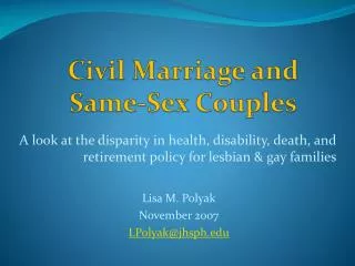 Civil Marriage and Same-Sex Couples