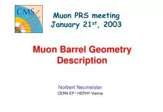 Muon PRS meeting January 21 st , 2003