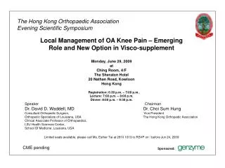 The Hong Kong Orthopaedic Association Evening Scientific Symposium