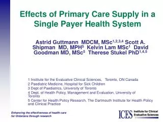 Effects of Primary Care Supply in a Single Payer Health System