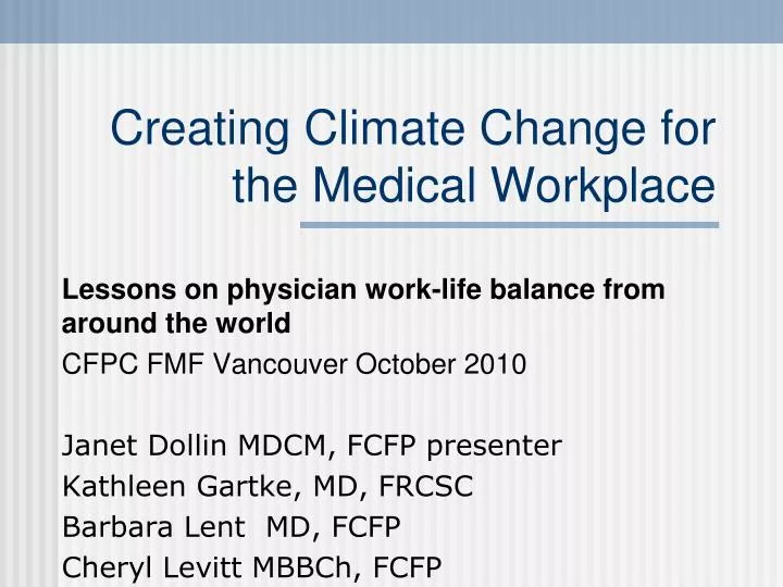 creating climate change for the medical workplace