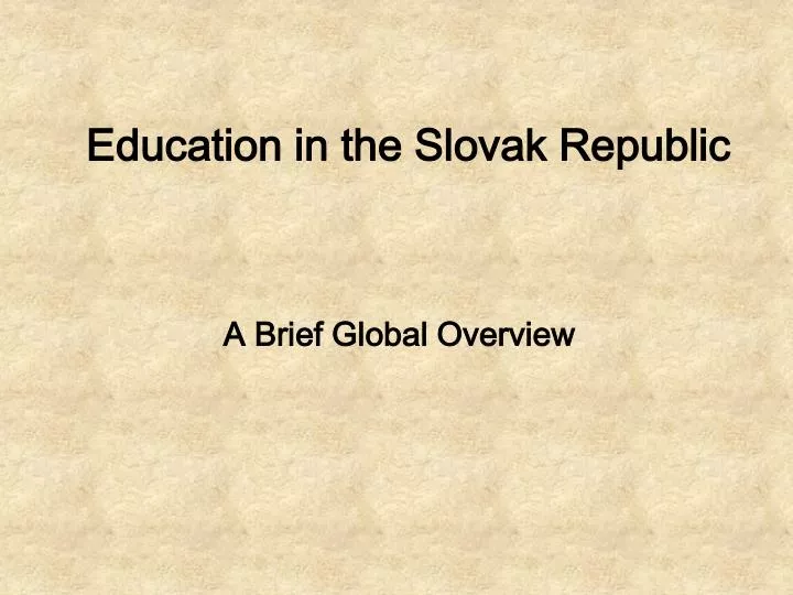 education in the slovak republic