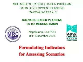Formulating Indicators for Assessing Scenarios