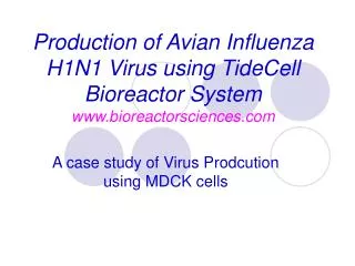 A case study of Virus Prodcution using MDCK cells