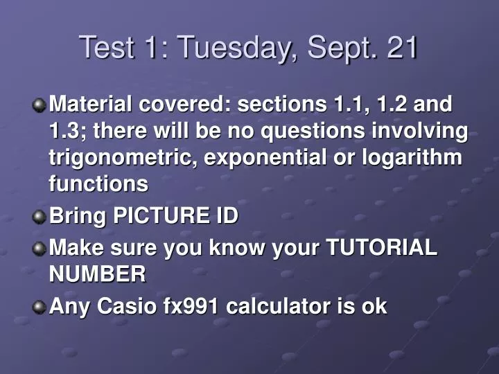 test 1 tuesday sept 21