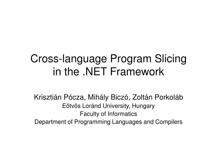 cross language program slicing in the net framework