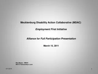 Mecklenburg Disability Action Collaborative (MDAC)