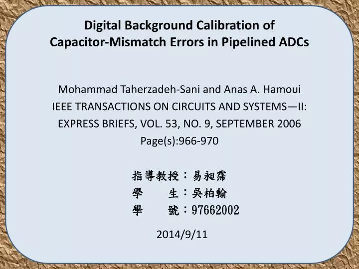 digital background calibration of capacitor mismatch errors in pipelined adcs