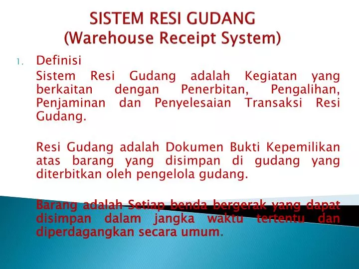 sistem resi gudang warehouse receipt system