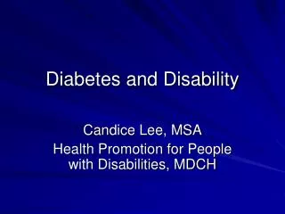 Diabetes and Disability