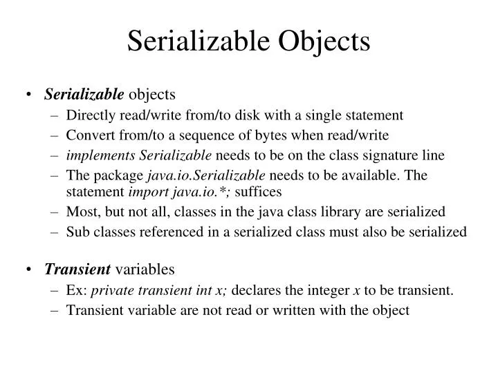 serializable objects