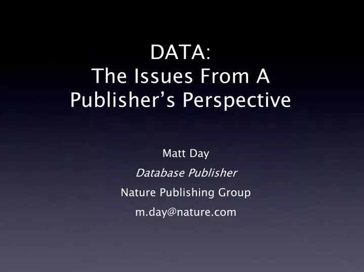 data the issues from a publisher s perspective