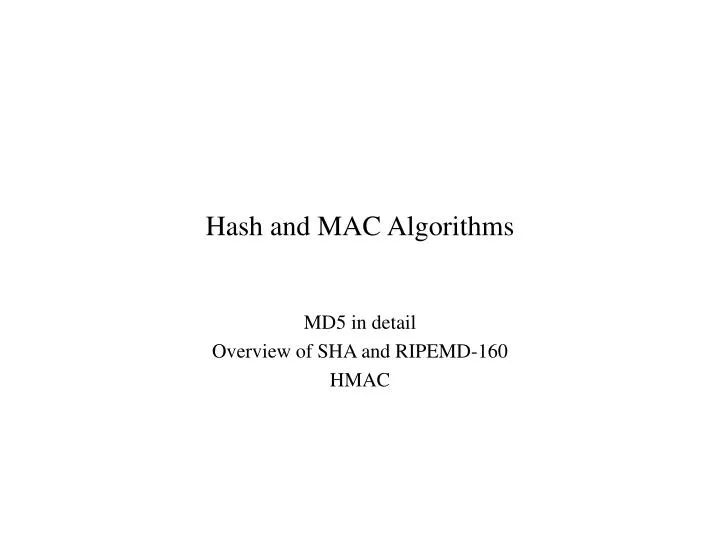 hash and mac algorithms