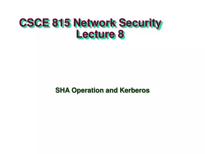 csce 815 network security lecture 8