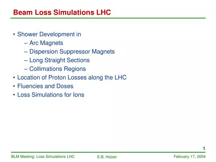 beam loss simulations lhc