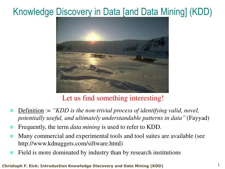 knowledge discovery in data and data mining kdd