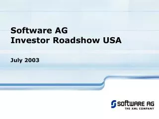 Software AG Investor R oadshow USA