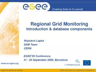 Regional Grid Monitoring Introduction &amp; database components