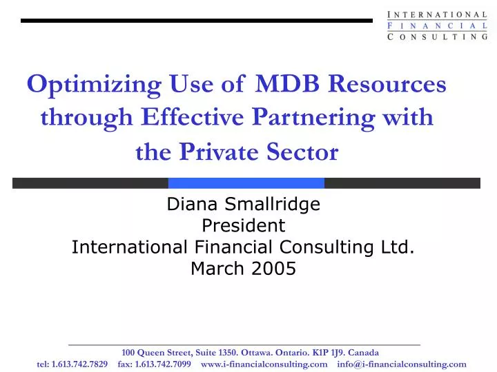 optimizing use of mdb resources through effective partnering with the private sector