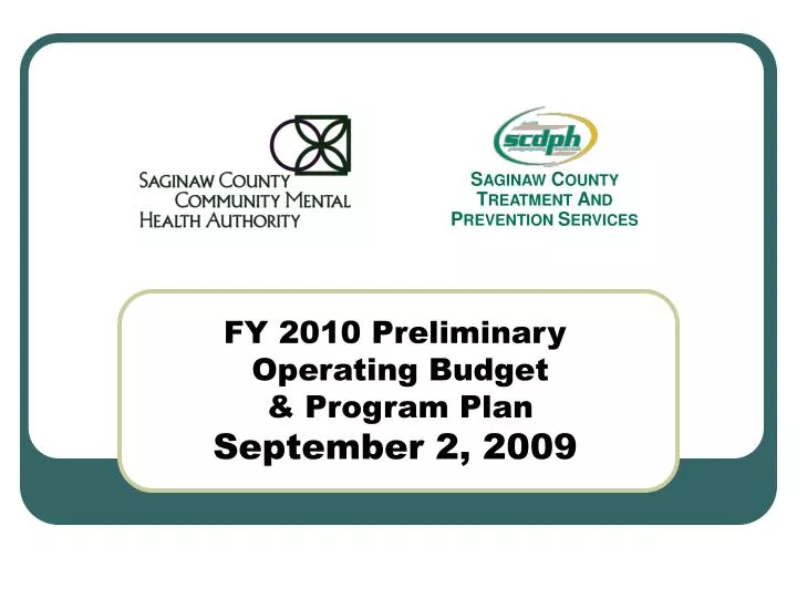 fy 2010 preliminary operating budget program plan september 2 2009