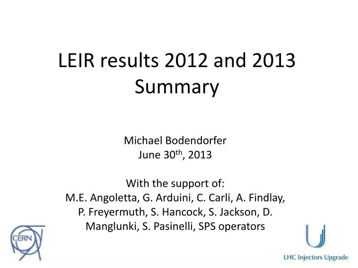 leir results 2012 and 2013 summary