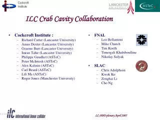 ILC Crab Cavity Collaboration