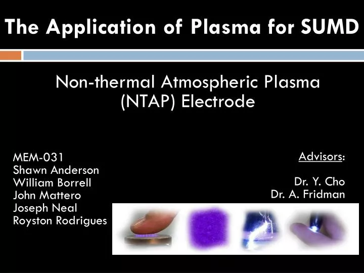 the application of plasma for sumd