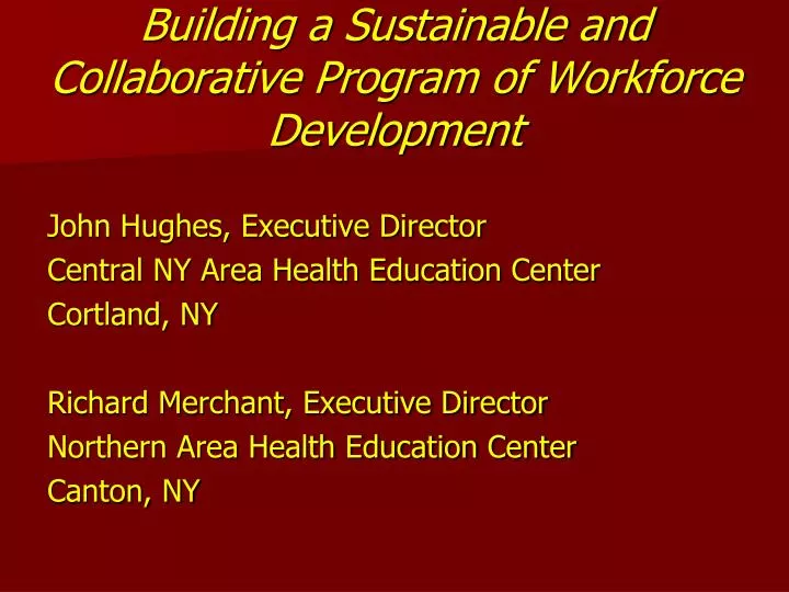 building a sustainable and collaborative program of workforce development