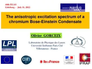 The anisotropic excitation spectrum of a chromium Bose-Einstein Condensate