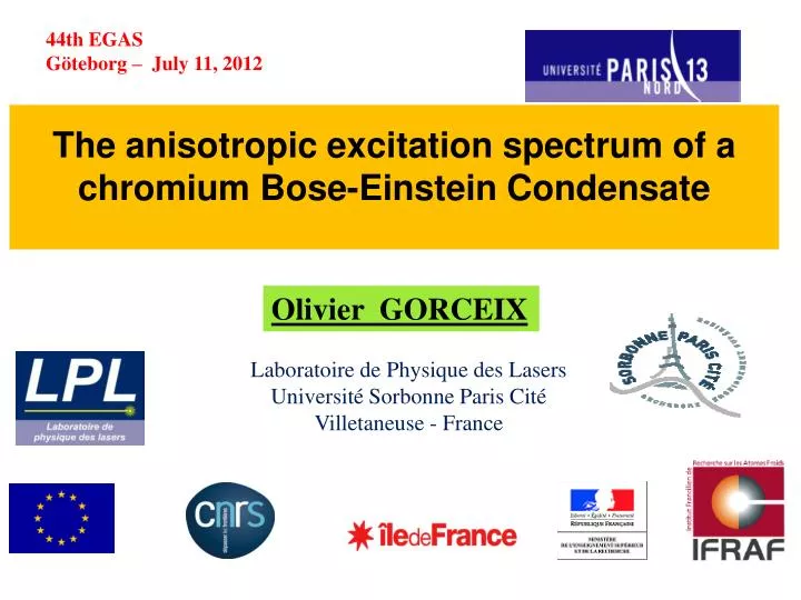 the anisotropic excitation spectrum of a chromium bose einstein condensate