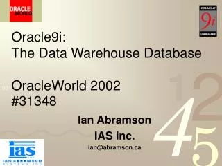 Oracle9i: The Data Warehouse Database OracleWorld 2002 #31348