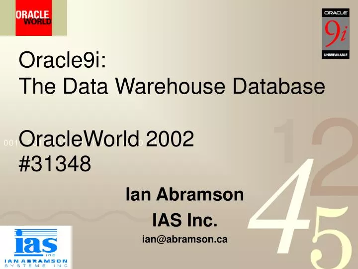 oracle9i the data warehouse database oracleworld 2002 31348