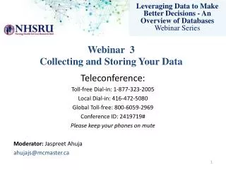 Leveraging Data to Make Better Decisions - An Overview of Databases Webinar Series