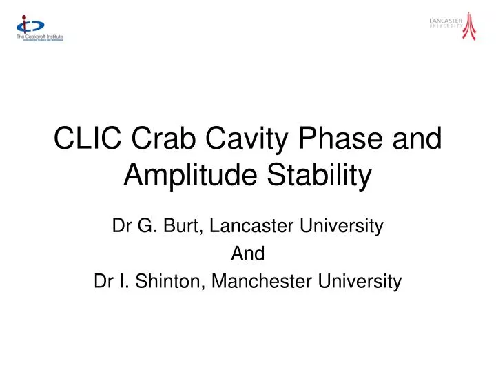 clic crab cavity phase and amplitude stability