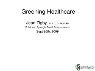 Greening Healthcare