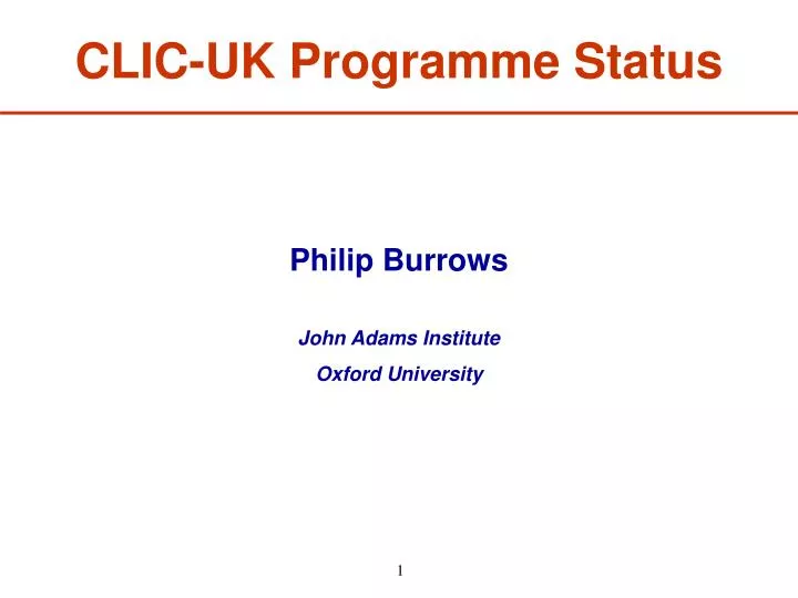 clic uk programme status