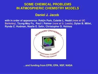 SOME CHEMICAL PROBLEMS IN ATMOSPHERIC CHEMISTRY MODELS