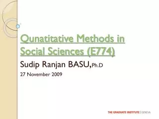 Qunatitative Methods in Social Sciences (E774)